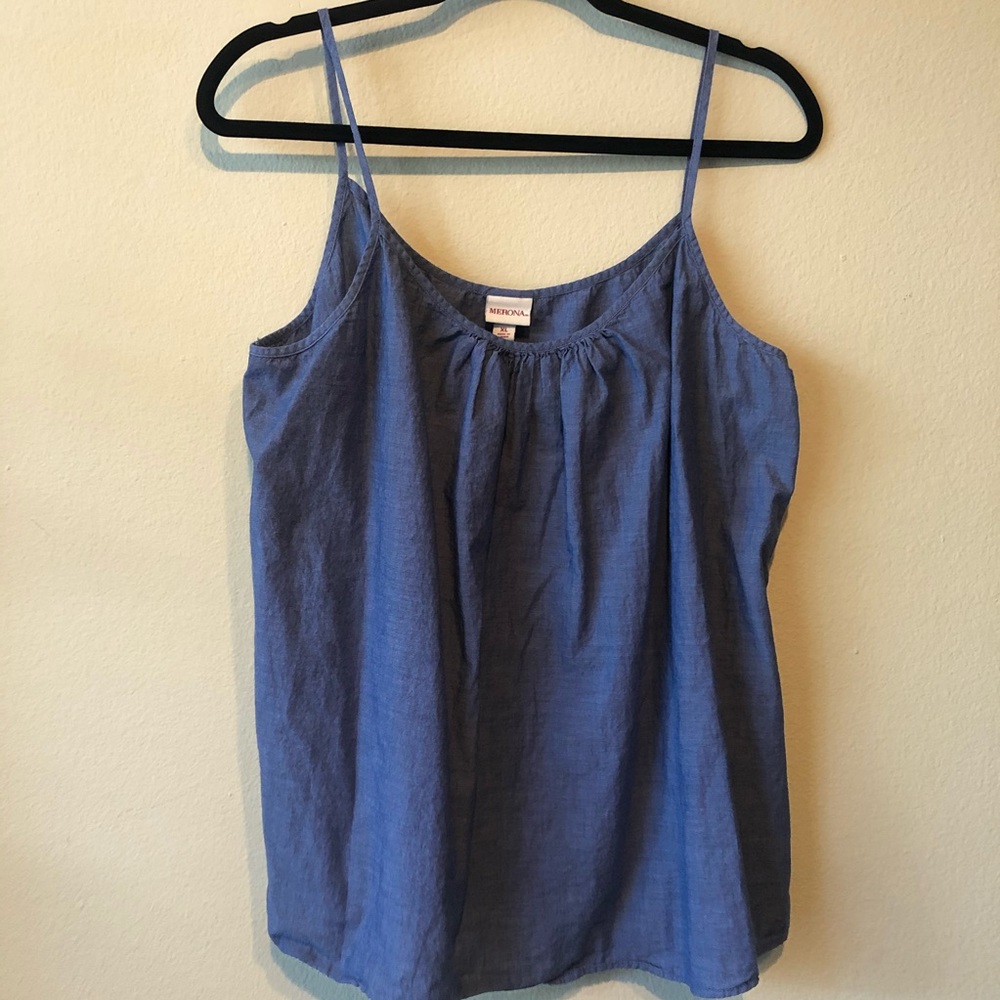 Blue denim colored spaghetti strap top